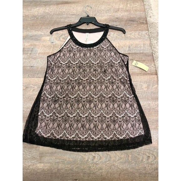 PerSeption Concept Tops - Lace Sleeveless top with beaded neckline